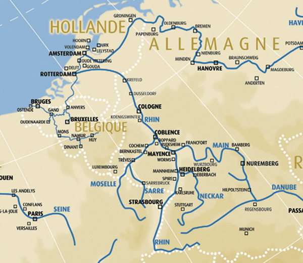 Mappa del Reno e suoi affluenti